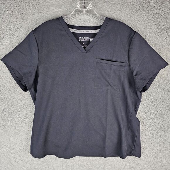 Fabletics Women's V-Neck Vital 1-Pocket Scrub Top Black Size XL - Picture 1 of 9